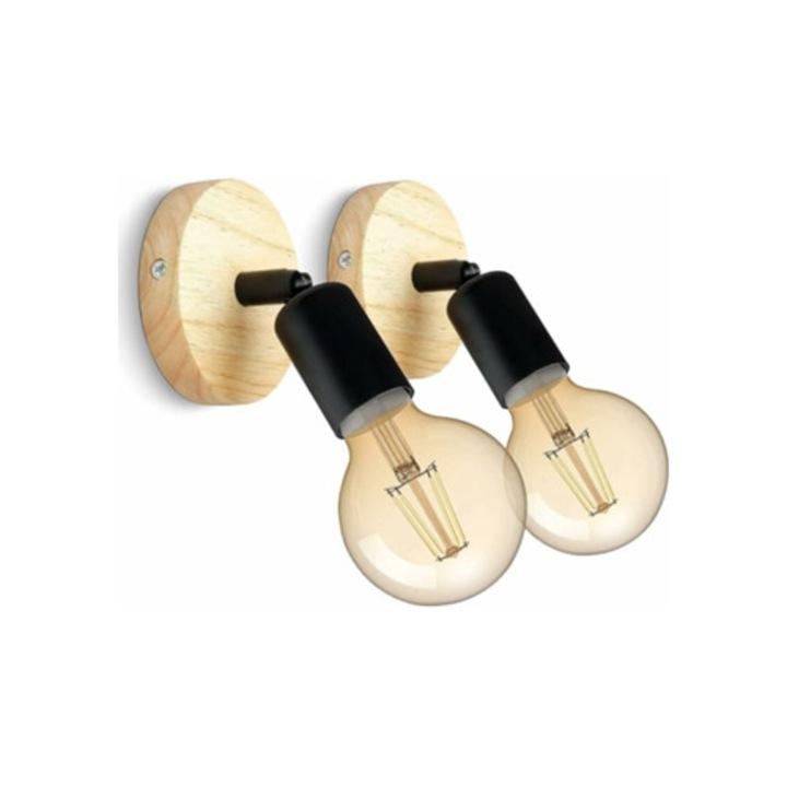 Aplica de perete rustic industrial, stil retro, design flexibil rotativ, functionare pe baterii, pentru dormitoare si livinguri