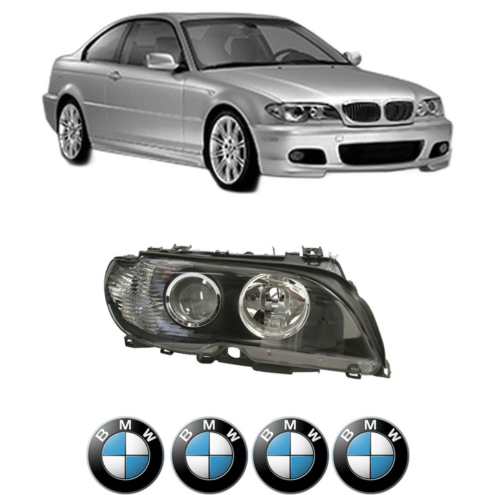 Far Dreapta Fata Bmw Seria 3 Coupe (E46) din 1998-2006, Auto, DEPO, 4x Stickere auto cu BMW