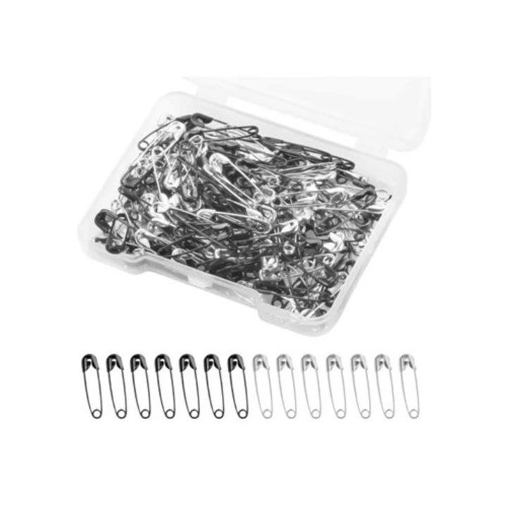Pini metalici reutilizabili extra-puternici, argintii, set de 150 bucati