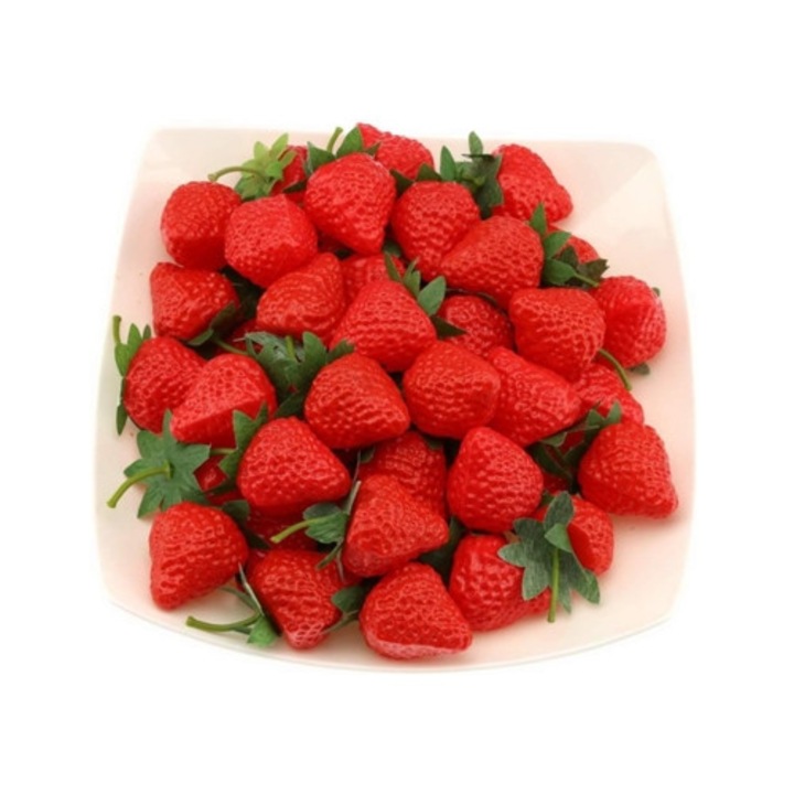 Изкуствени ягоди, реалистична симулация, екологична пластмаса, комплект