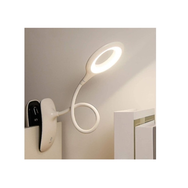 Lampa multifunctionala cu clip, LED, reincarcabila USB, 3 moduri, pentru citit, studiat, lucrat, desenat, colorat