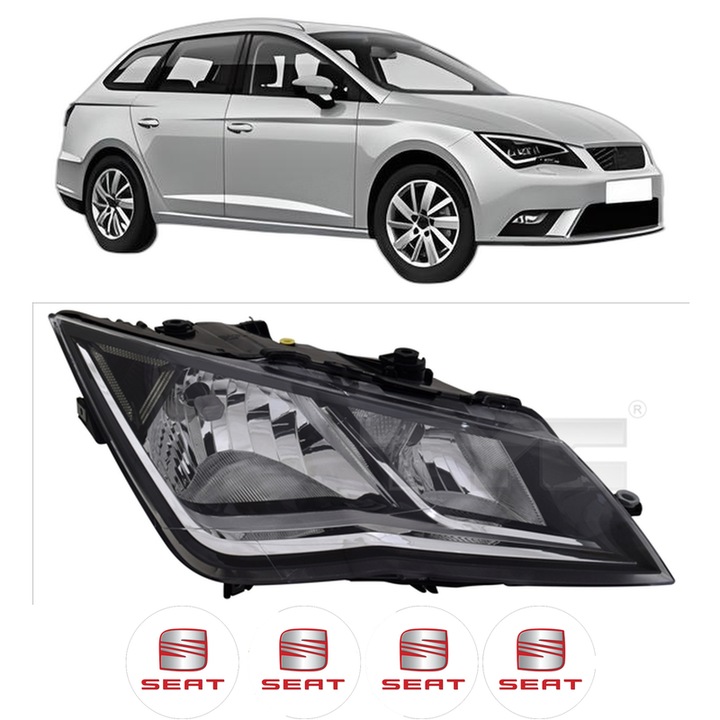 Far Stanga Fata SEAT LEON ST (5F8) din 2012-2020, Auto, TYC, 4x Stickere auto cu SEAT