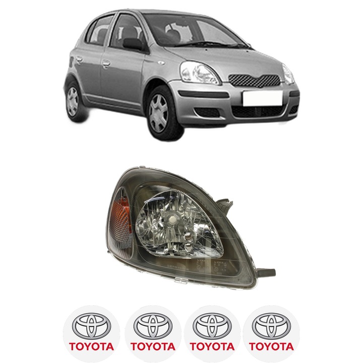 Far Dreapta Fata TOYOTA YARIS (_P1_) din 1999-2005, Auto, DEPO, 4x Stickere auto cu TOYOTA