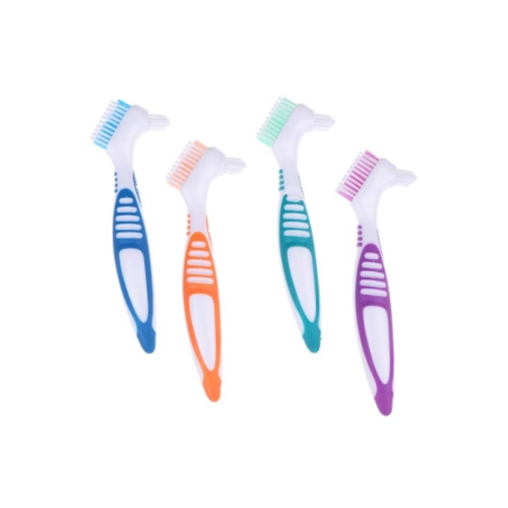 4 darabos klasszikus fogkefe készlet, ergonomikus gumírozott nyél, többszínű sörték