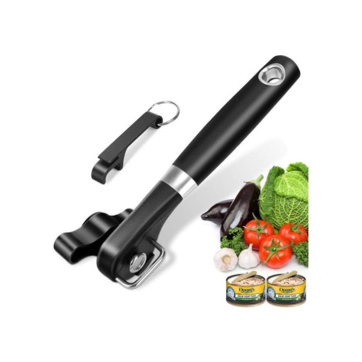 Konzervnyitó rozsdamentes acélból, ergonomikus kialakítás, biztonságos vágás, sima él