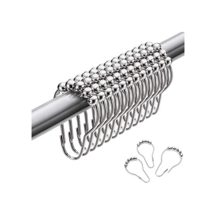 Suporturi pentru perdea de dus din otel inoxidabil, set de 12, rezistente la rugina, finisaj cromat