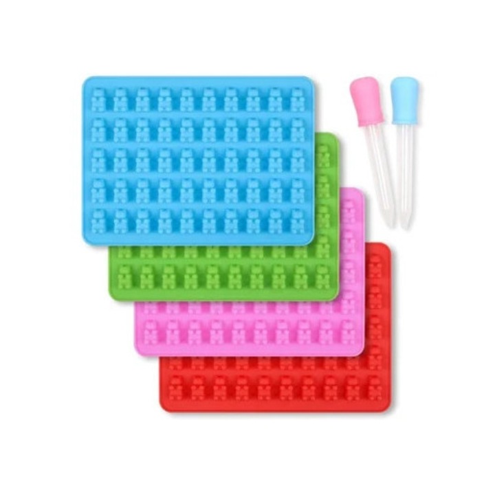 Set de 4 forme prajituri din silicon antiaderent pentru bomboane, multicolor