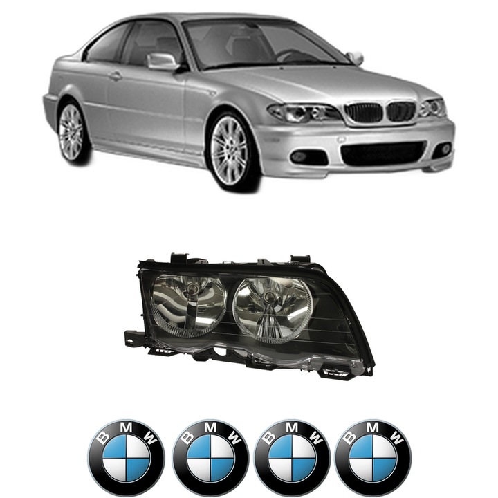 Far Dreapta Fata Bmw Seria 3 Coupe (E46) din 1998-2006, Auto, DEPO, 4x Stickere auto cu BMW