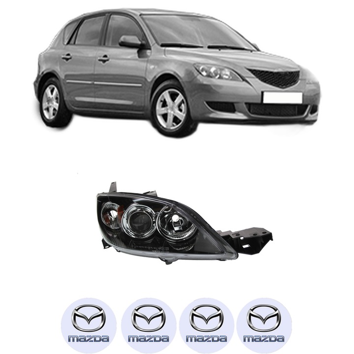 Far Dreapta Fata MAZDA 3 (BK) din 2003-2009, Auto, DEPO, 4x Stickere auto cu MAZDA