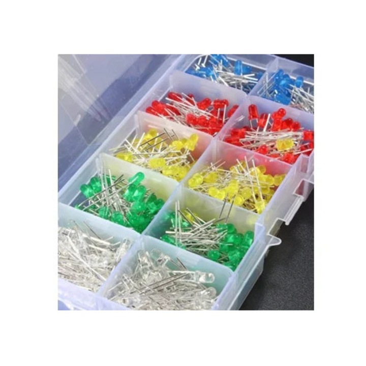 Válogatott átlátszó LED dióda készlet, 3mm és 5mm, barkács projektekhez, vegyes színek