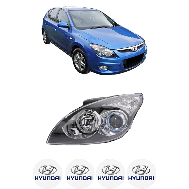 Far Stanga Fata HYUNDAI i30 (FD) din 2007-2011, Auto, TYC, 4x Stickere auto cu HYUNDAI