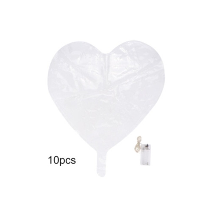 10 darab szív alakú LED-es lufi szett, 18 cm, színes, partikra, esküvőkre, rendezvényekre