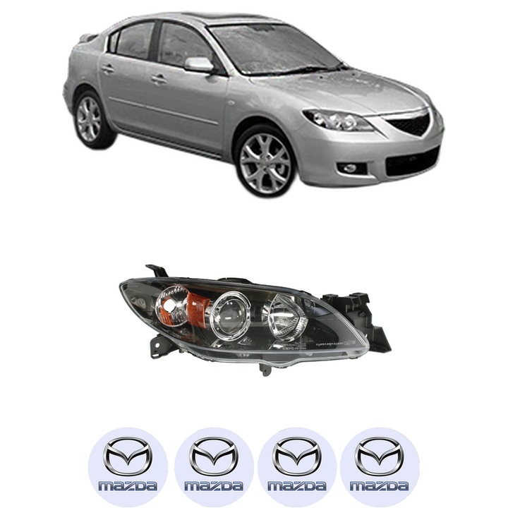 Far Dreapta Fata MAZDA 3 Saloon (BK) din 2003-2009, Auto, DEPO, 4x Stickere auto cu MAZDA