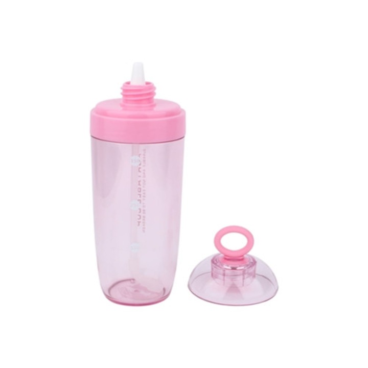 Hordozható kulacs 380ml szívószállal, BPA-mentes, szivárgásmentes kupak, rózsaszín