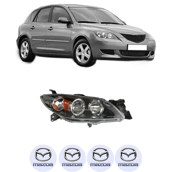 Far Dreapta Fata MAZDA 3 (BK) din 2003-2009, Auto, DEPO, 4x Stickere auto cu MAZDA