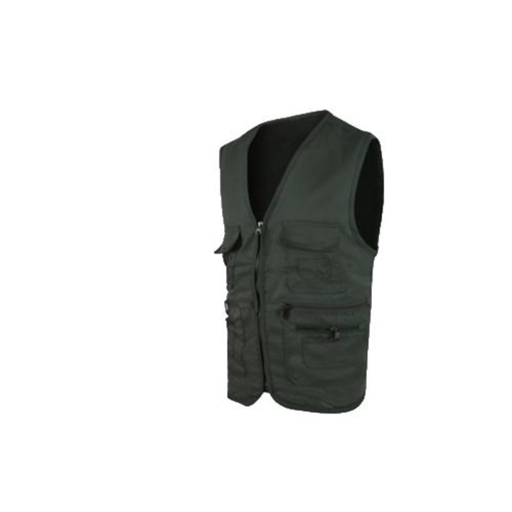 Férfi sport mellény, vadász, több zsebbel, katonai zöld, 3XL INTL