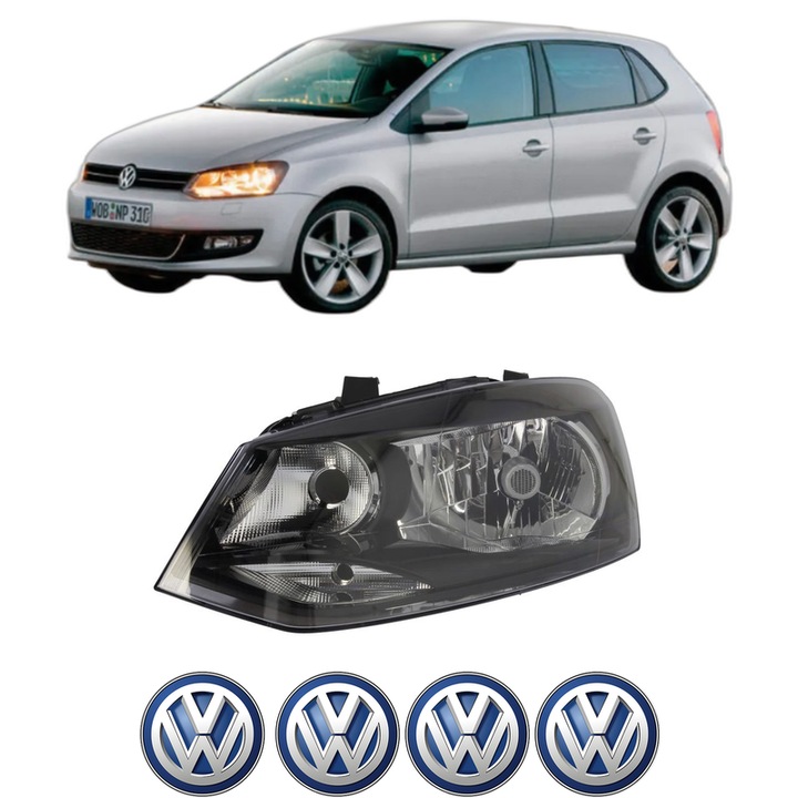 Far Stanga Fata Volkswagen POLO Van V (6R1, 6C1) din 2009-2017, Auto, TYC, 4x Stickere auto cu Volkswagen