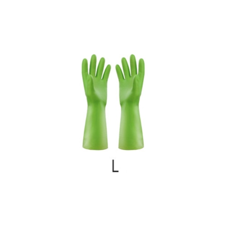 Újrafelhasználható PVC tisztítókesztyű konyhai és mosogatási célra, zöld, L