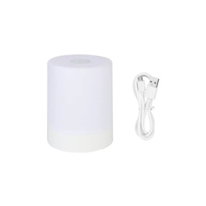 Veioza LED dimabila alb cald, cu incarcare USB, comutator tactil, cu carlig