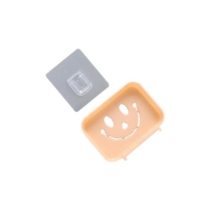 Suport pentru sapun cu ventuza, roz, montare pe perete