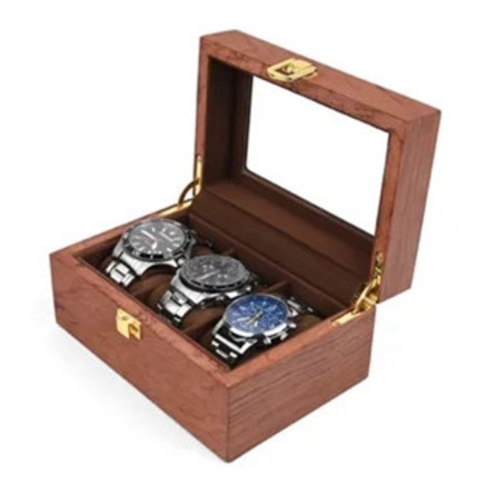 Дървена кутия за часовници, за 3 часовника, Gertiz, винтидж стил 3