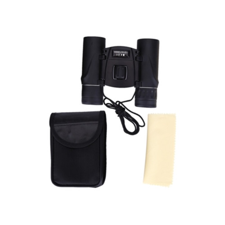 Binoclu mini 8x21, metal, portabil, cu husa si cordon