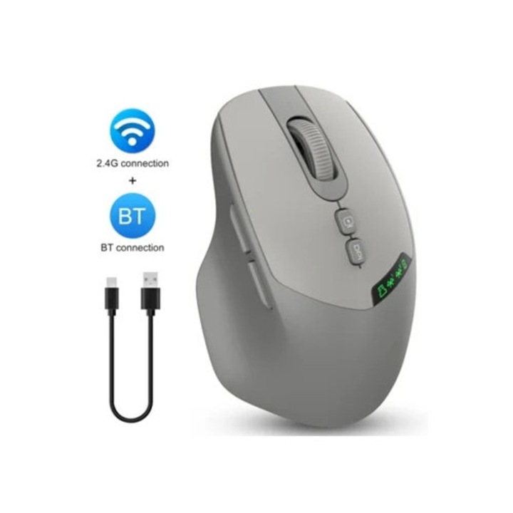 Mouse Gertiz 2.4G/Bluetooth, reincarcabil, gri