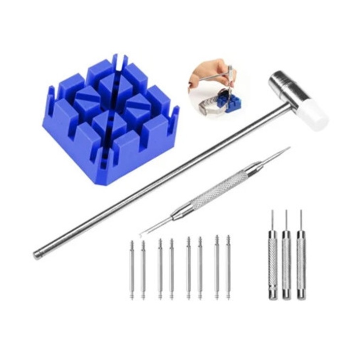 Set scule pentru repararea ceasurilor, unealta de extragere a eslabonelor, cu surubelnita, multicolor