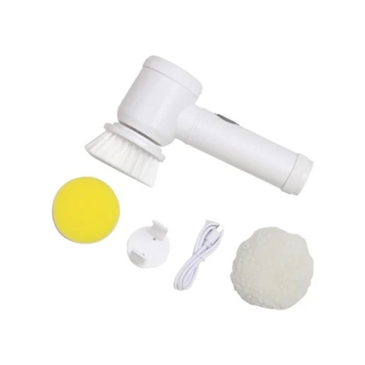 Elektromos tisztítókefe fürdőbe és konyhába, könnyű kialakítás, cserélhető kefefejek, 360°-os forgatás