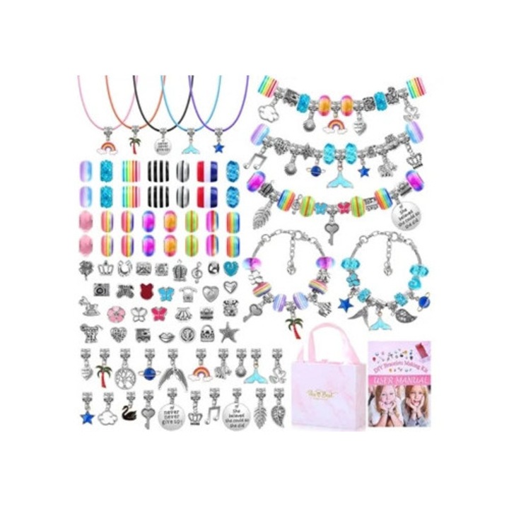 Set de facut bratari pentru fetite, 97 piese, multicolor