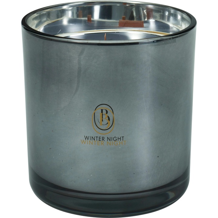 Ароматна свещ, XXL, H&L, сива, 15x15cm, дървен фитил