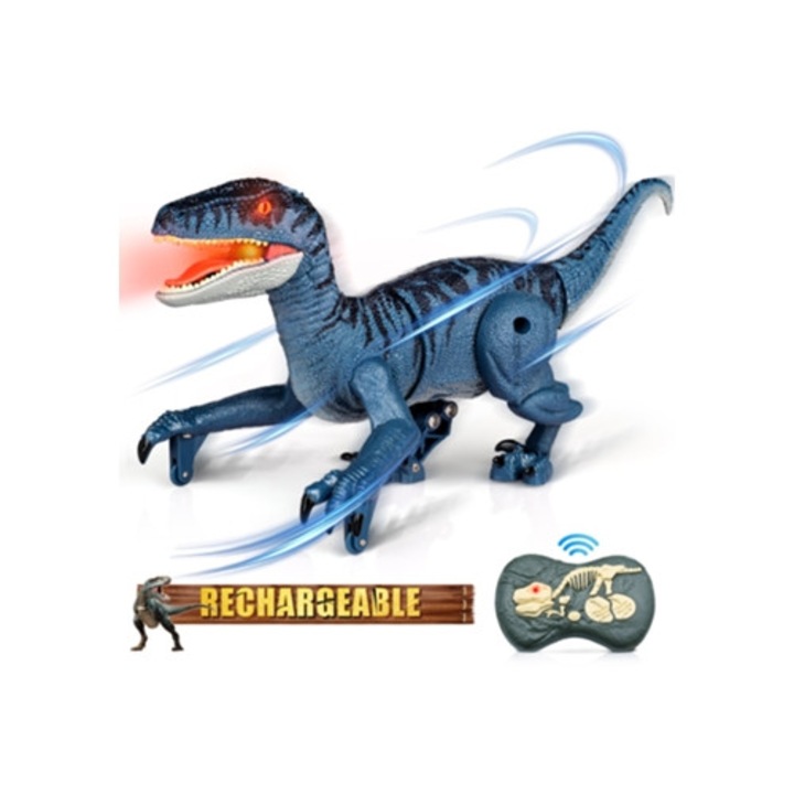 Robot dinoszaurusz távirányítóval 2.4G, elektronikus játék, sötétkék
