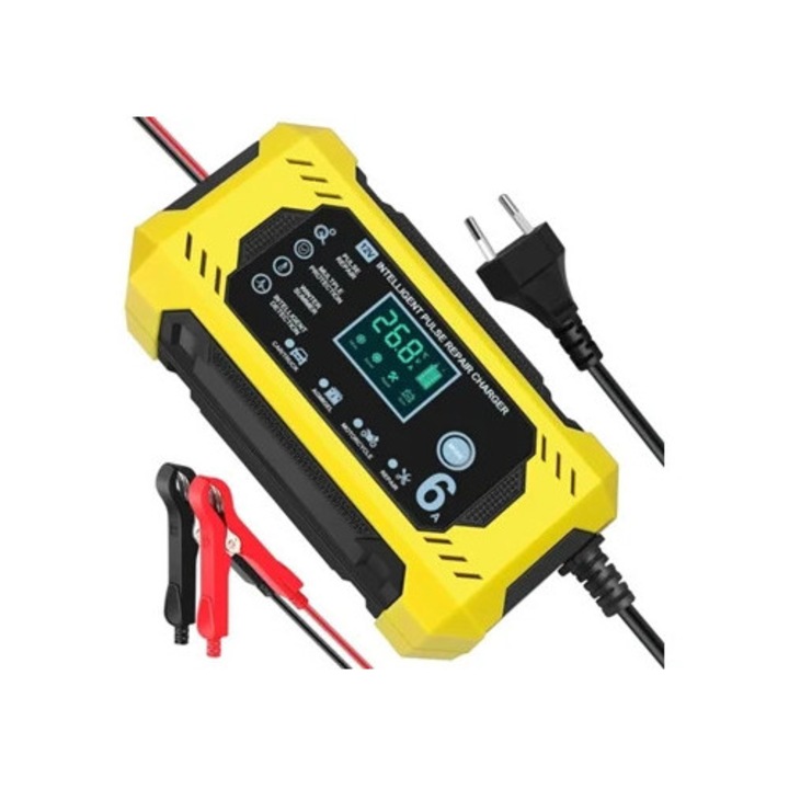 Redresor auto 12V 6A cu ecran tactil LCD, protectie la incarcare, GERTIZ