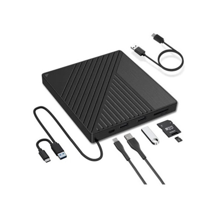 Unitate optica externa, cititor carduri SD/TF, DVD-RW, portabil
