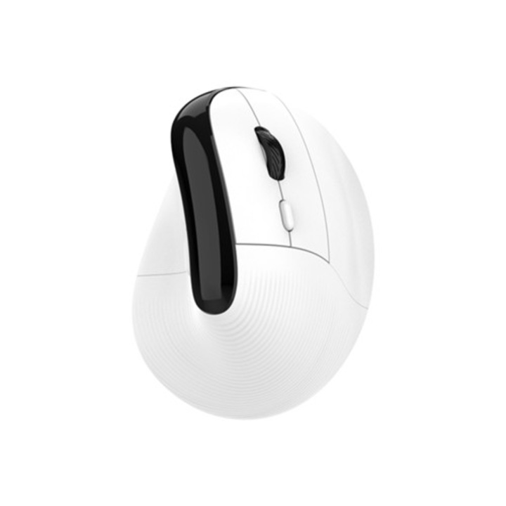 Mouse vertical wireless, 2.4g/Bluetooth, mod dual, ergonomic, alb