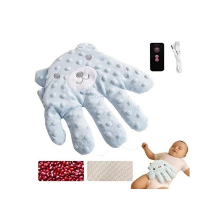Perna electrica pentru somn bebelusi, ursulet albastru, functie de batai automate