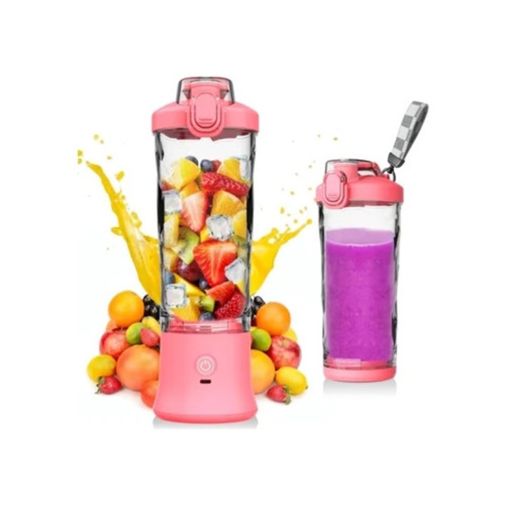 Blender portabil, YAN380-2, 200 W, 400 ml, Albastru)