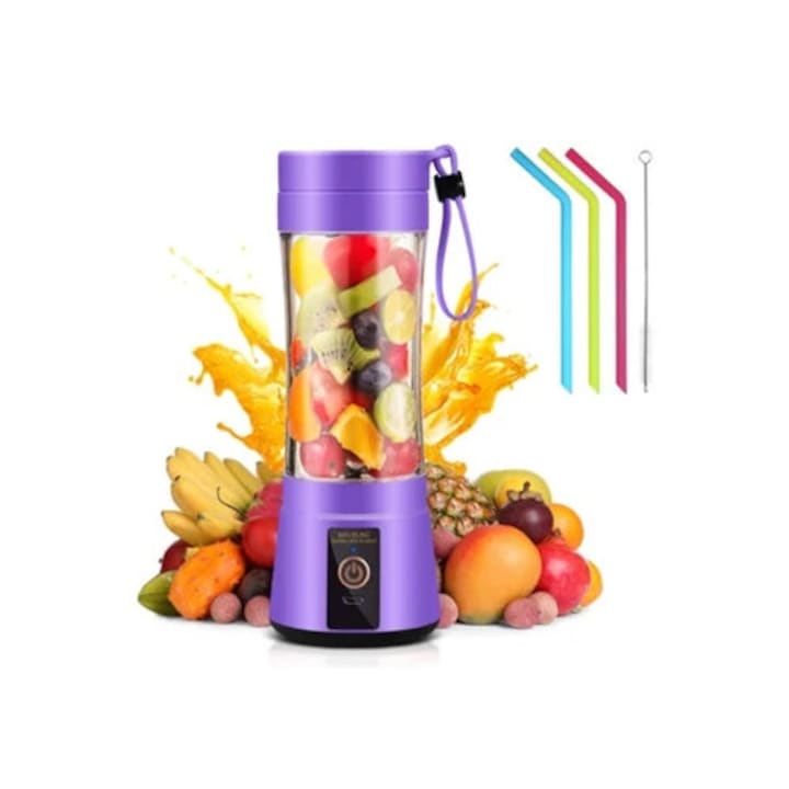 Blender portabil 300ml, 30W, cu lama din otel inoxidabil, incarcare USB 1200mAh
