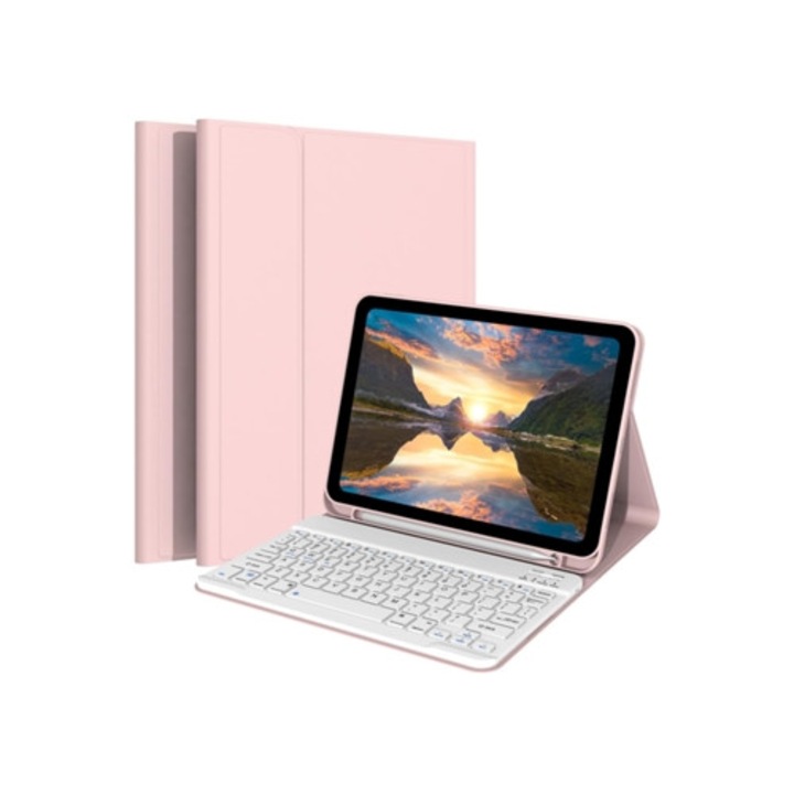 Husa cu tastatura tableta, Compatibila cu Xiaomi Redmi Pad 2, 11 Inch, Roz