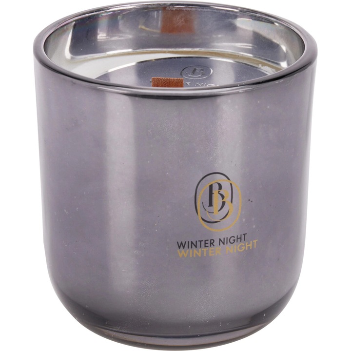 Ароматна свещ, H&L, сива, 9x9 см, с дървен фитил