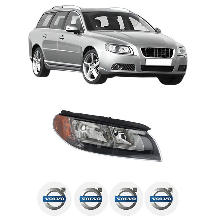 Far Dreapta Fata VOLVO V70 III (135) din 2007-2016, Auto, TYC, 4x Stickere auto cu VOLVO