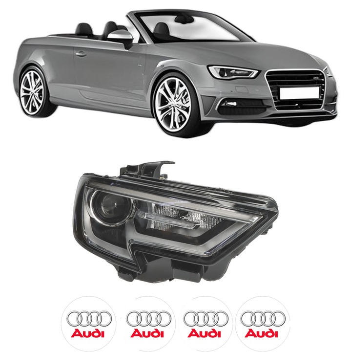 Far Dreapta Fata AUDI A3 Convertible (8V7, 8VE) din 2013-2020, Auto, DEPO, 4x Stickere auto cu AUDI