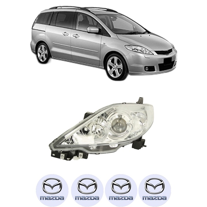 Far Stanga Fata MAZDA 5 (CR) din 2005-2010, Auto, TYC, 4x Stickere auto cu MAZDA