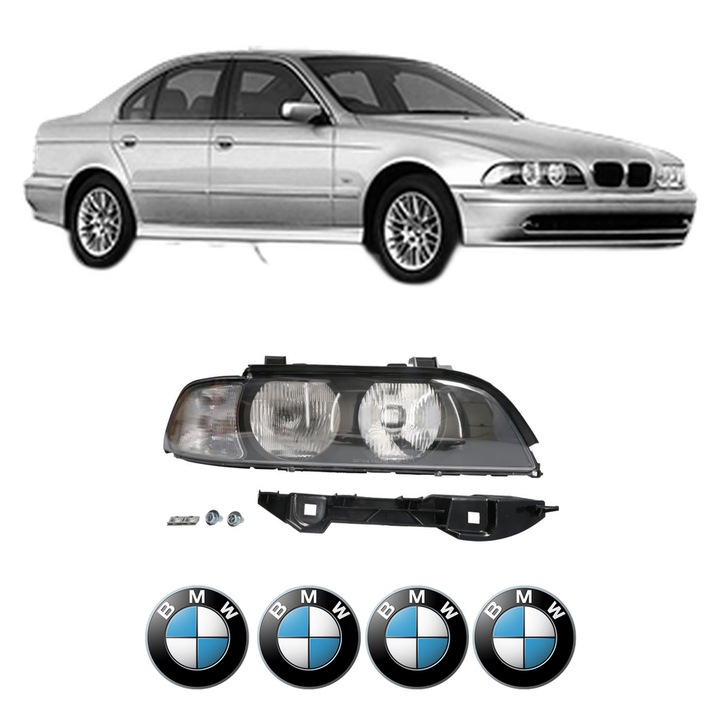Far Dreapta Fata Bmw Seria 5 (E39) din 1995-2003, Auto, TYC, 4x Stickere auto cu BMW