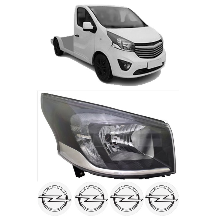 Far Dreapta Fata OPEL VIVARO B Platform/Chassis (X82) din 2014-2019, Auto, TYC, 4x Stickere auto cu OPEL