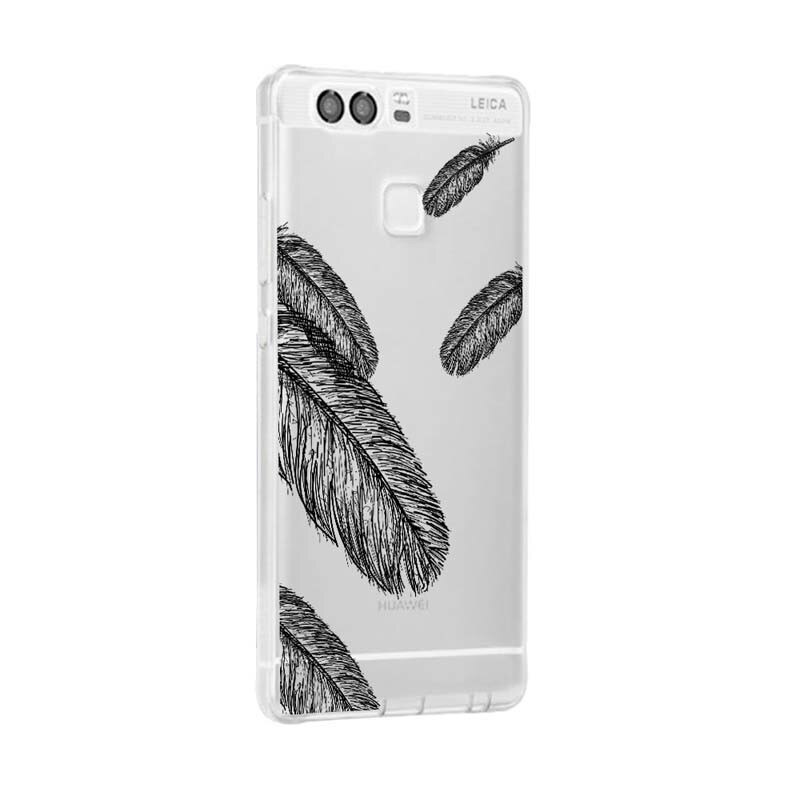 Husa Silicon, Ultra Slim 0.3MM, Feathered B&W, Huawei P10 LITE