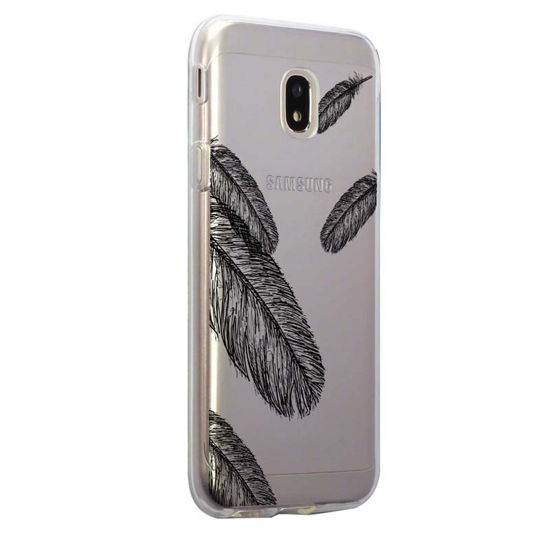 Husa Silicon, Ultra Slim 0.3MM, Feathered B&W, Samsung Galaxy J3 2017