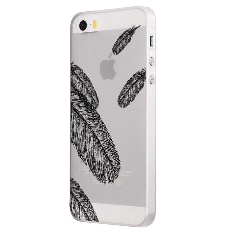 Husa Silicon, Ultra Slim 0.3MM, Feathered B&W, Apple iPhone 5 / 5S / SE