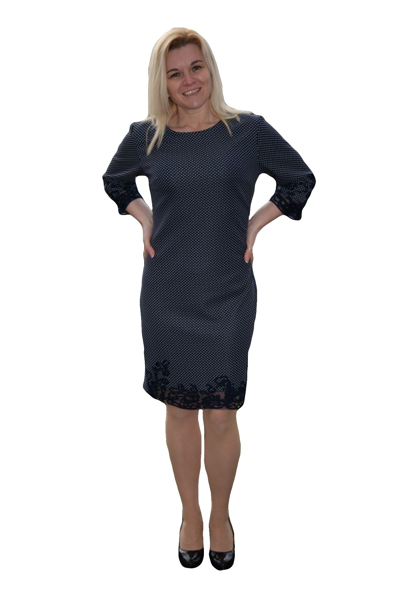 Rochie eleganta cu design de buline , D&J Exclusive, Albastru marin