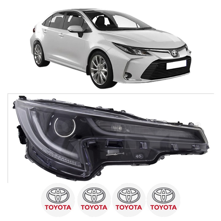 Far Stanga Fata TOYOTA COROLLA Hatchback (_E21_, _EA1_, _EH1_) din 2018-2021, Auto, TYC, 4x Stickere auto cu TOYOTA